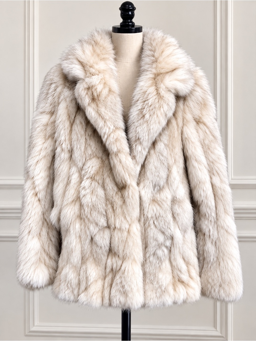 Vintage Rich Schwartz Nashville Ivory Fox Fur Coat XS/S Luxury Bridal Jacket